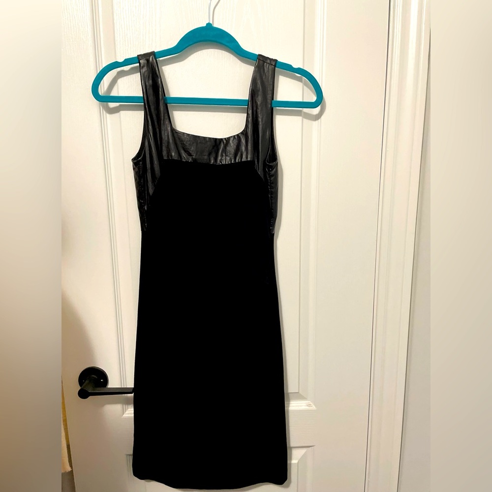 Little Black Dress with Faux Leather Trim detailing. Size 2